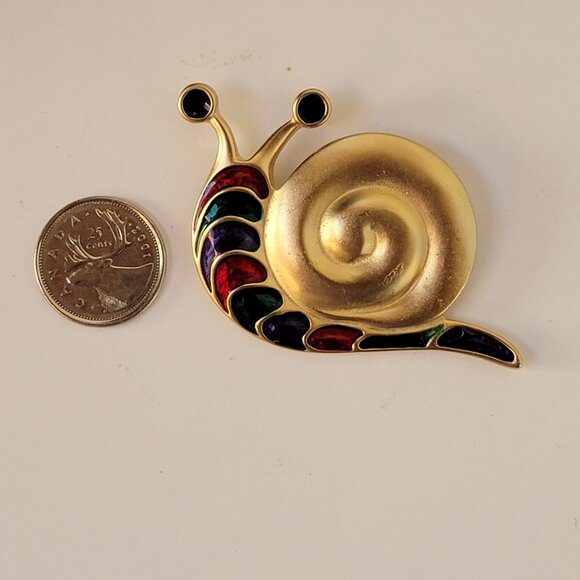 Large Vintage Signed Simon Chang Snail Brooch - Picture 6 of 10